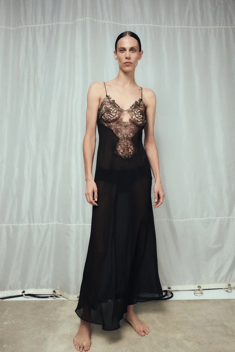 ZARA Lace Trim Georgette Dress