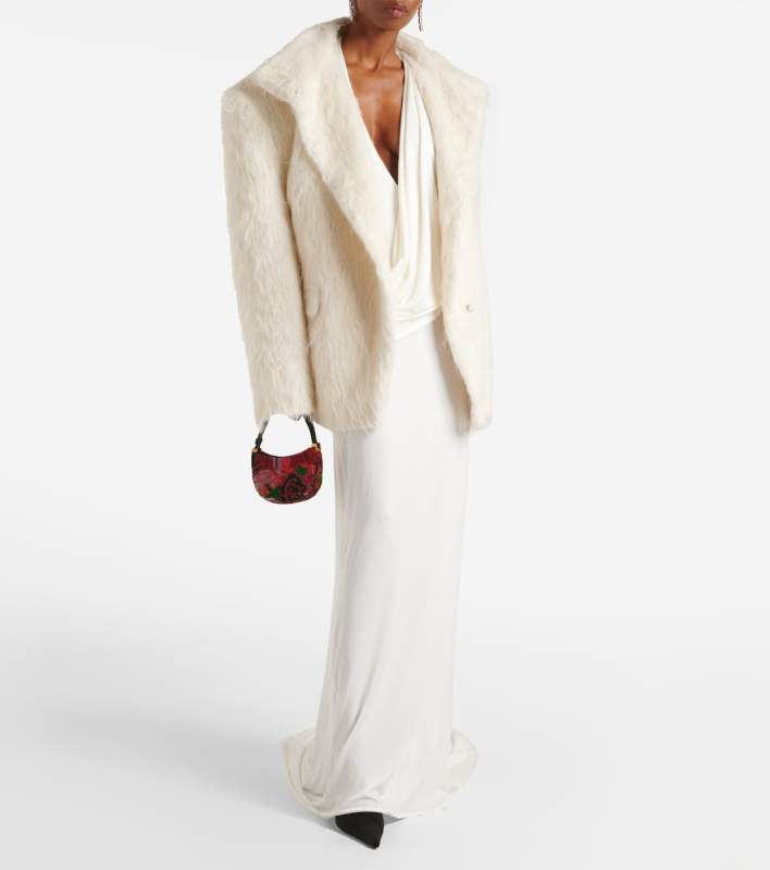 MAGDA BUTRYM Alpaca Wool Blend High-collar Jacket in Cream