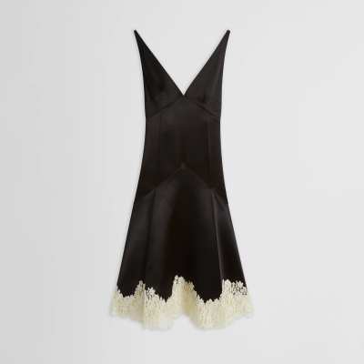 PHOEBE PHILO SLICKED SLIP DRESS in dark khaki viscose