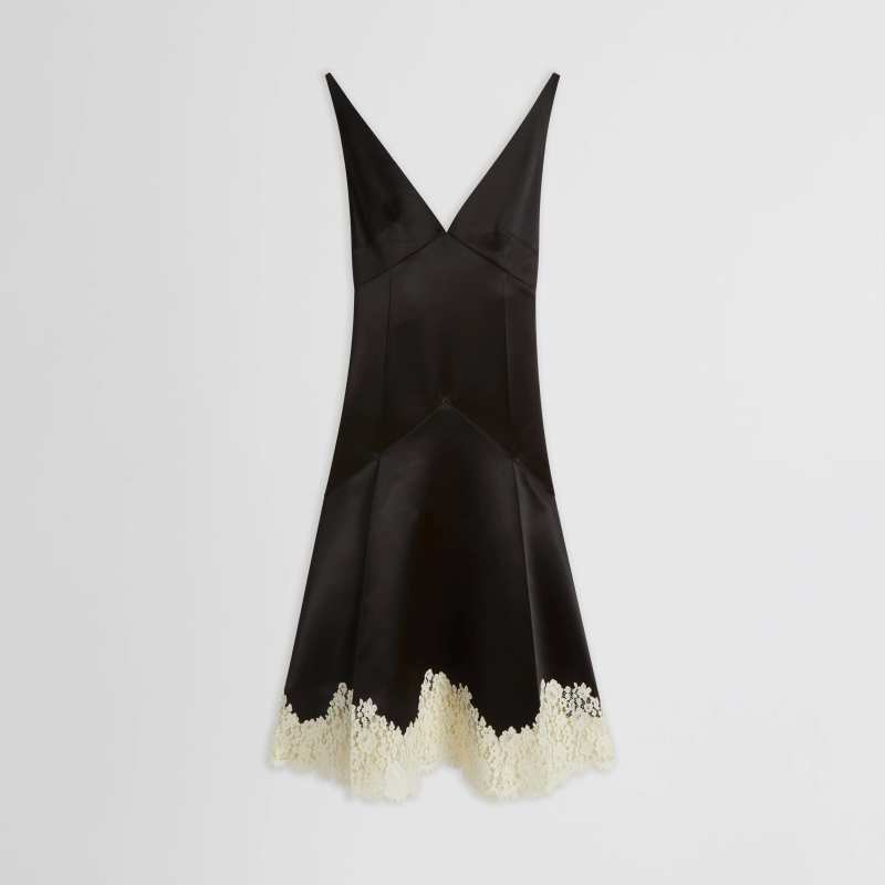 PHOEBE PHILO SLICKED SLIP DRESS in dark khaki viscose