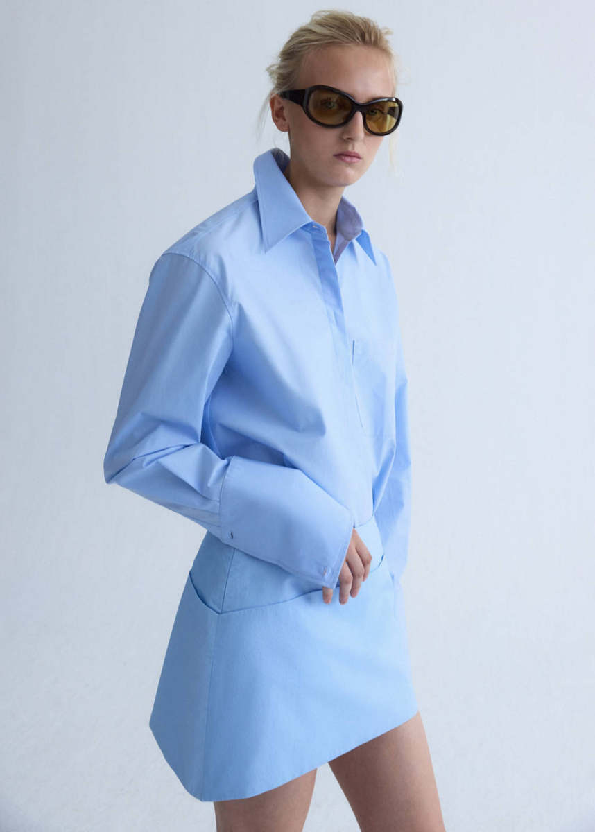 MANGO Poplin skirt with asymmetrical hem