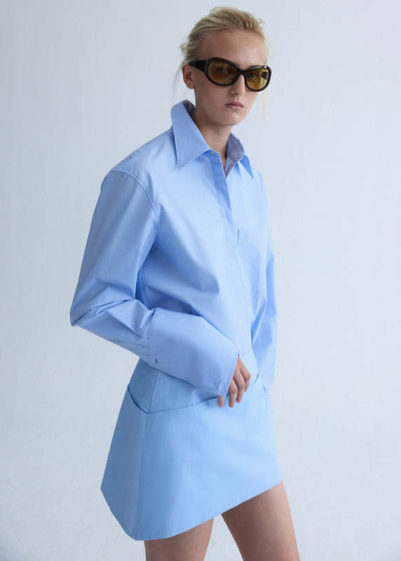 MANGO Poplin skirt with asymmetrical hem