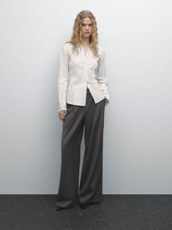 Massimo Dutti Wool blend trousers with double darts