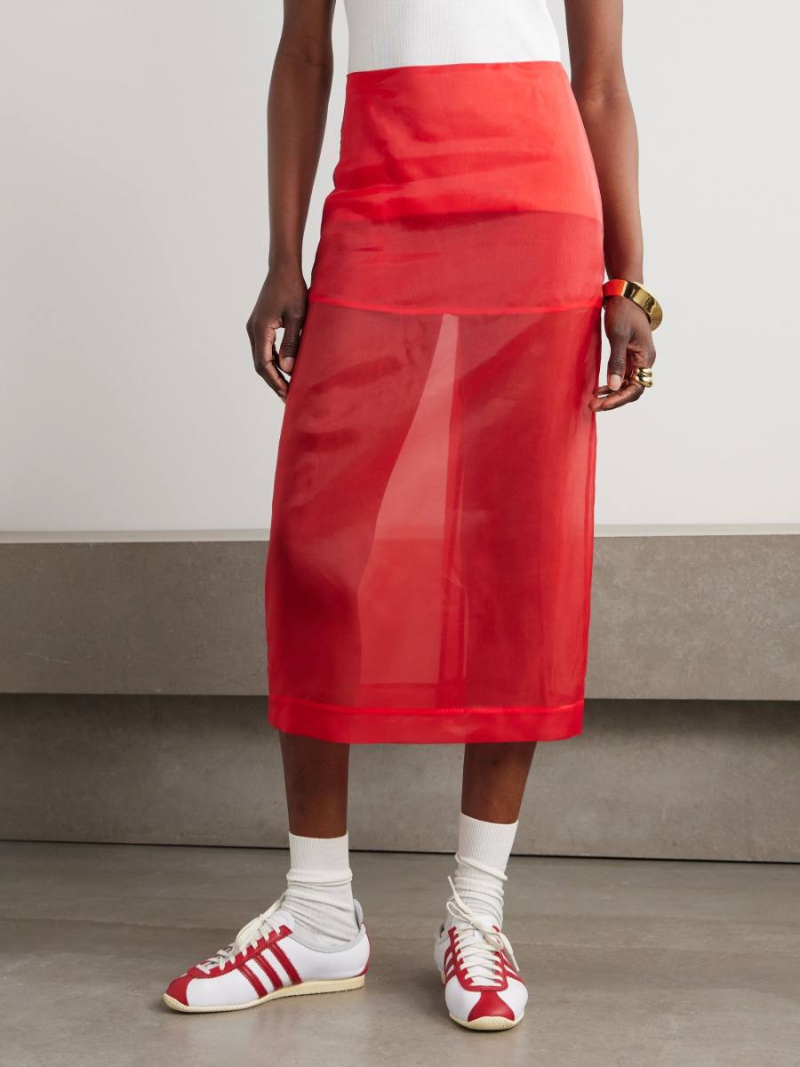 The Frankie Shop Peri silk-blend organza midi skirt