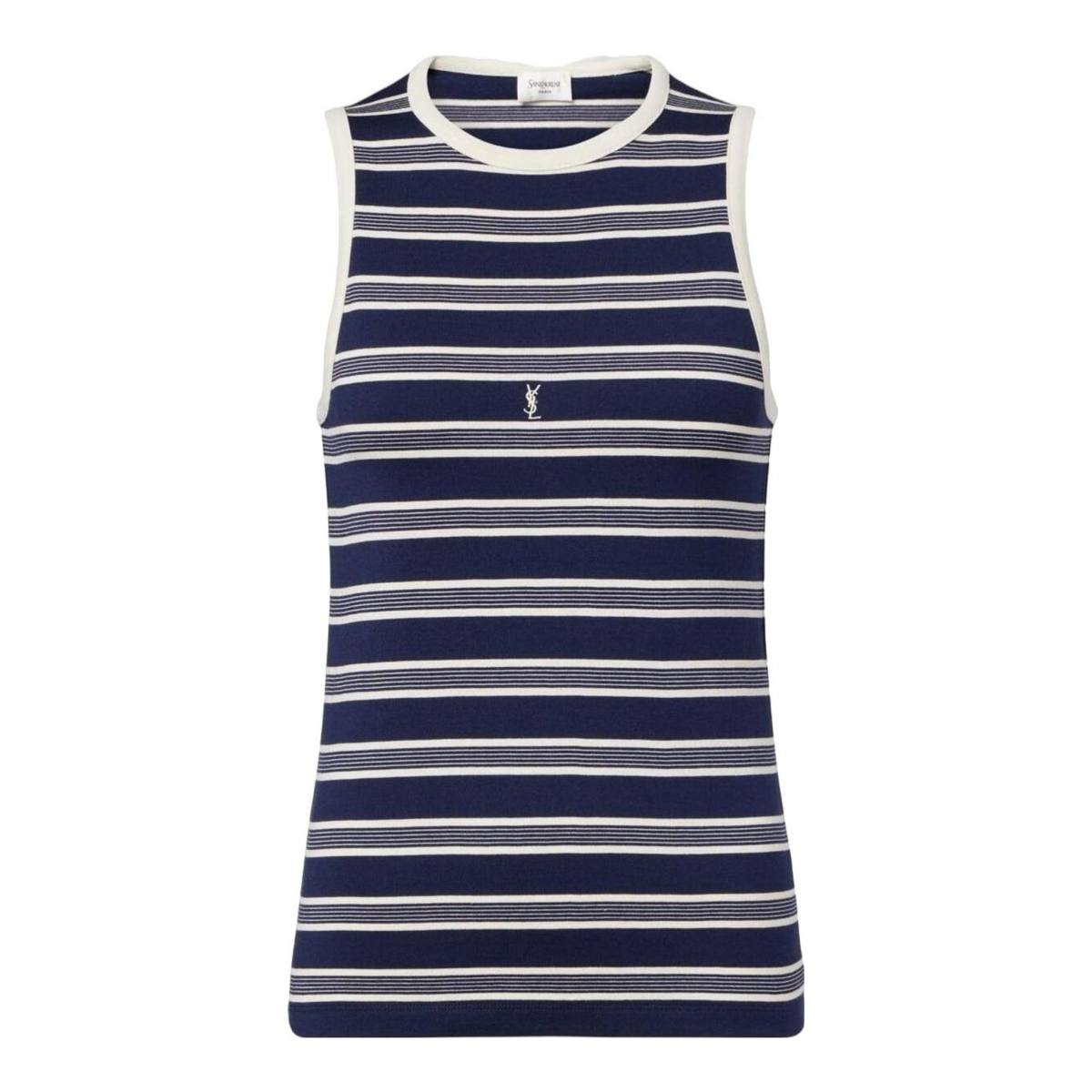 Saint Laurent Cassandre striped cotton jersey tank top
