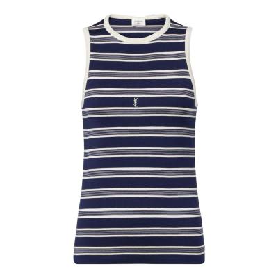 Saint Laurent Cassandre striped cotton jersey tank top