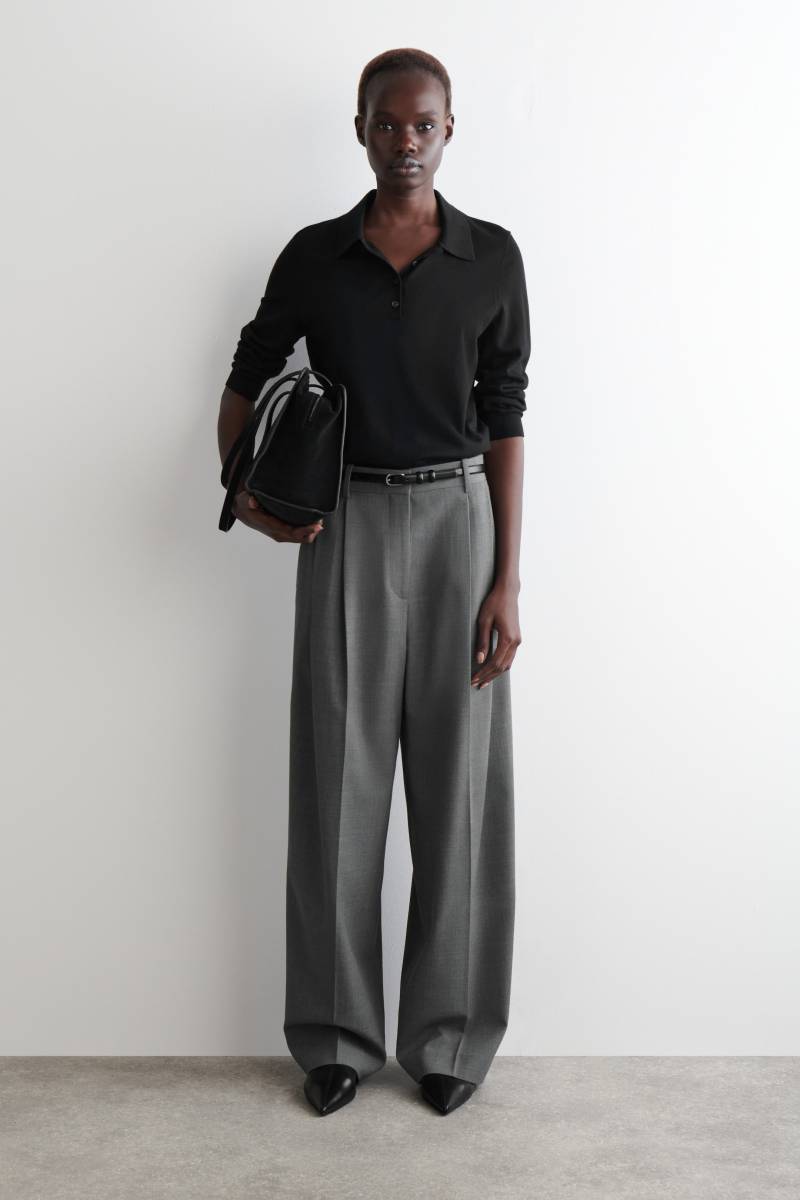 COS RELAXED TWILL WIDE-LEG PANTS