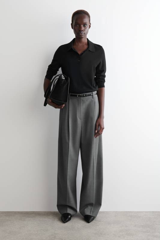 COS RELAXED TWILL WIDE-LEG PANTS
