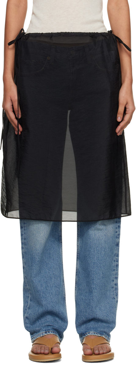 DUNST Black See-Through Layering Midi Skirt