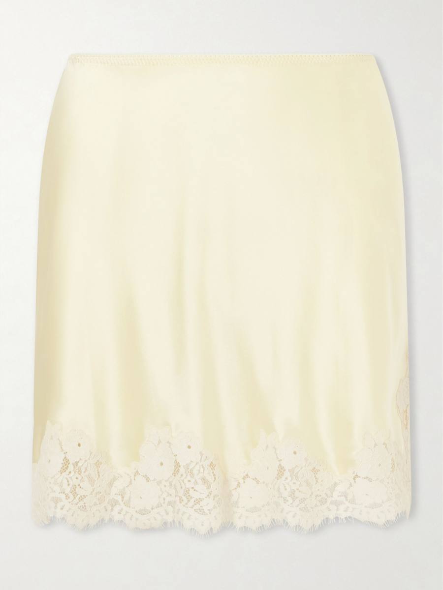 DOEN Giulietta lace-trimmed silk-charmeuse mini skirt