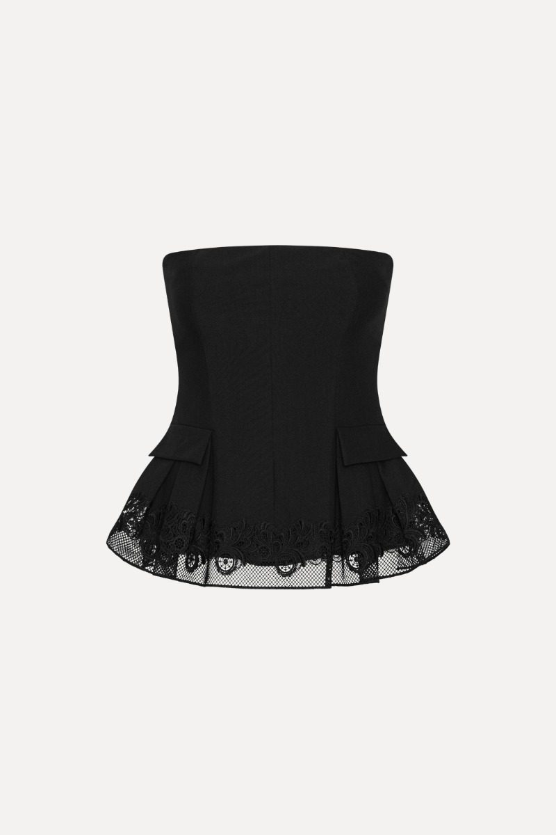 ROTATE Peplum Bustier Top Black