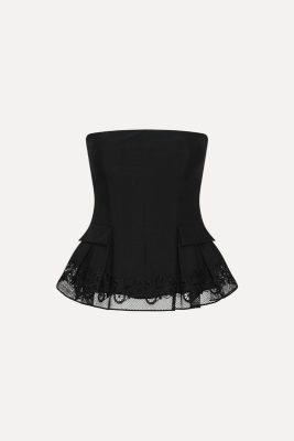 ROTATE Peplum Bustier Top Black
