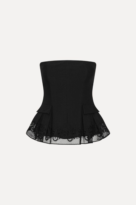 ROTATE Peplum Bustier Top Black