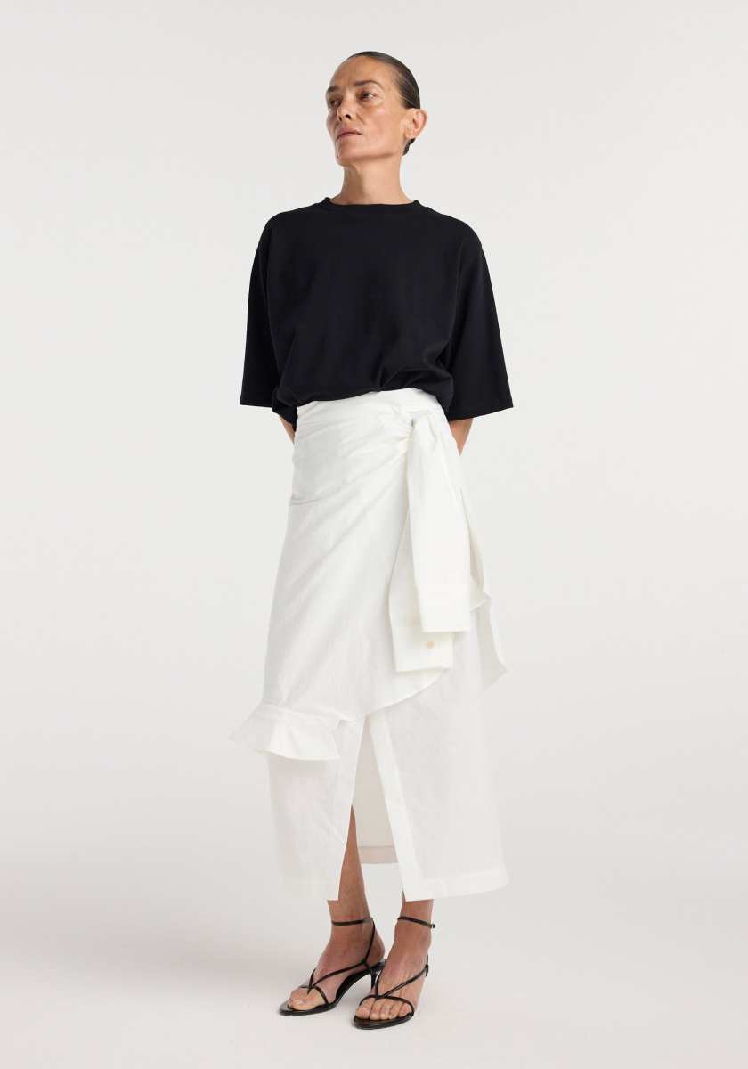ROHE shirt-wrap detailed skirt | optic white