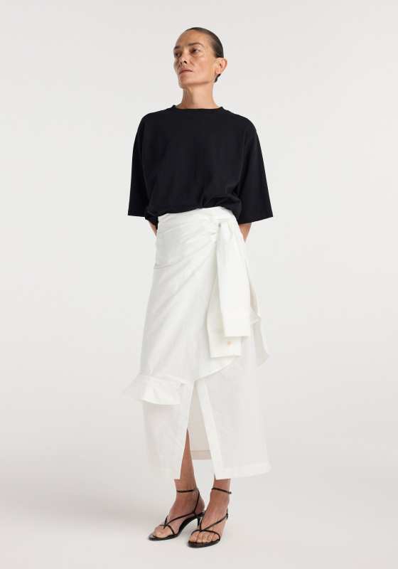 ROHE shirt-wrap detailed skirt | optic white