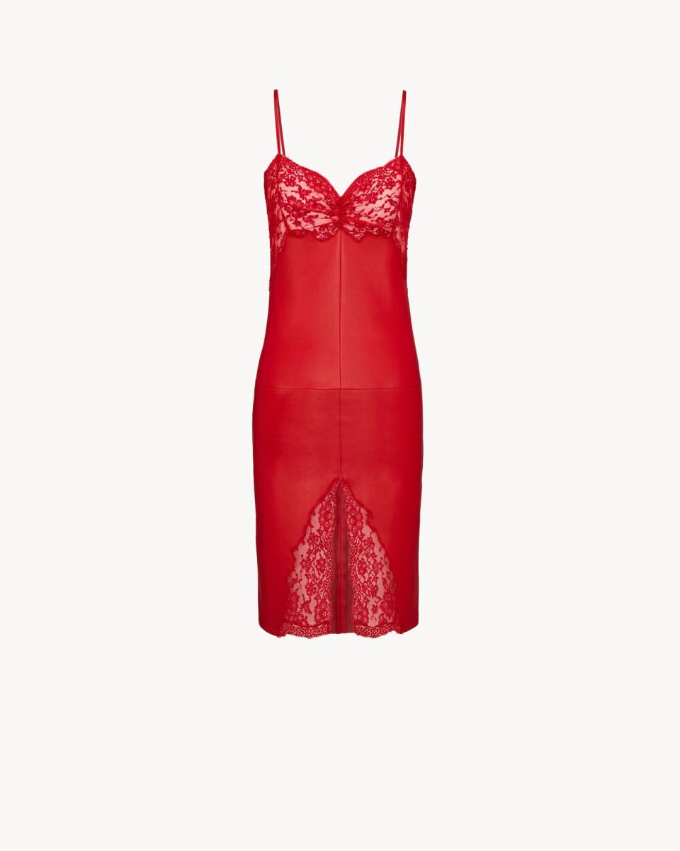 Saint Laurent dress in lambskin and lace