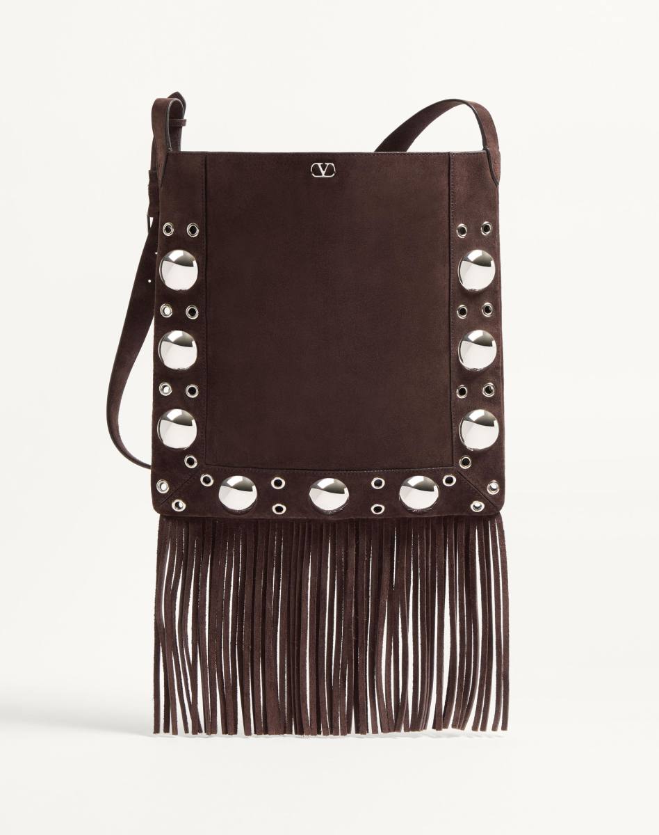 Valentino NELLCÔTE SUEDE SHOULDER BAG WITH FRINGES