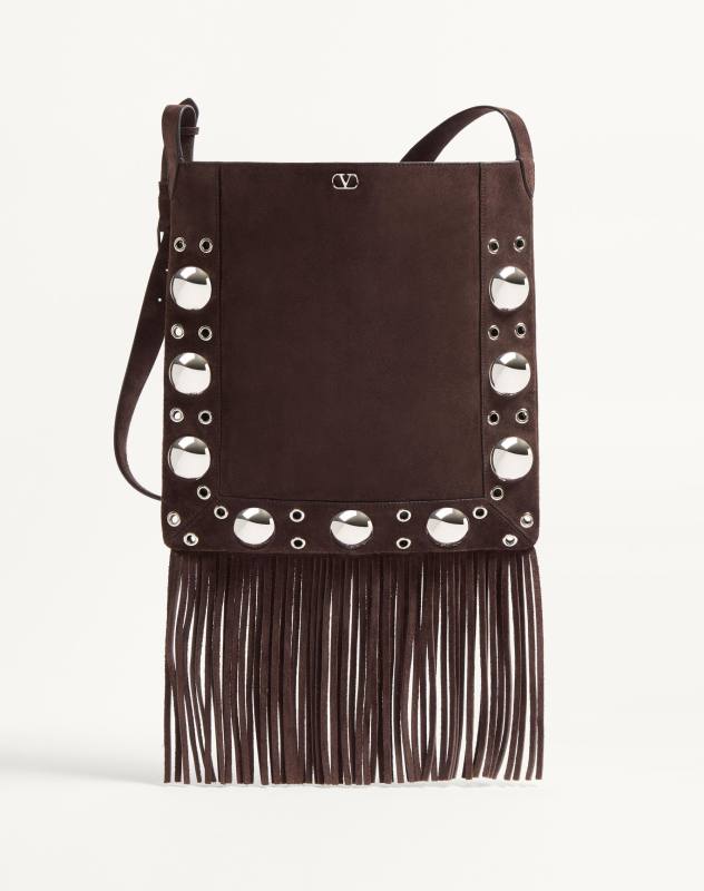 Valentino NELLCÔTE SUEDE SHOULDER BAG WITH FRINGES