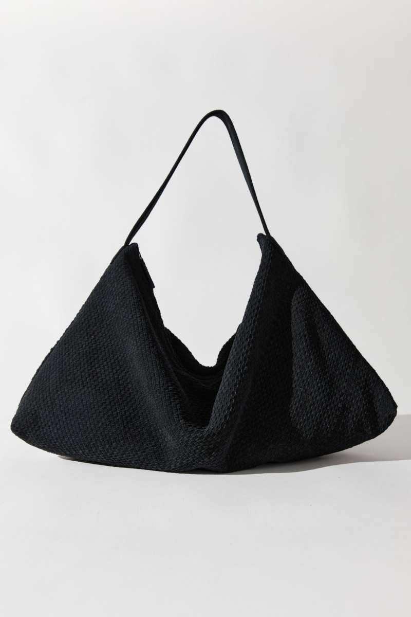 St. Agni Suede Woven Hobo Bag - Washed Black