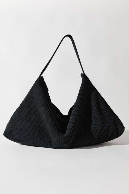 St. Agni Suede Woven Hobo Bag - Washed Black