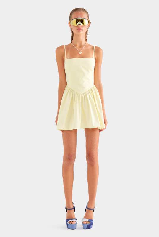 VENROY V Waist Cotton Mini Dress