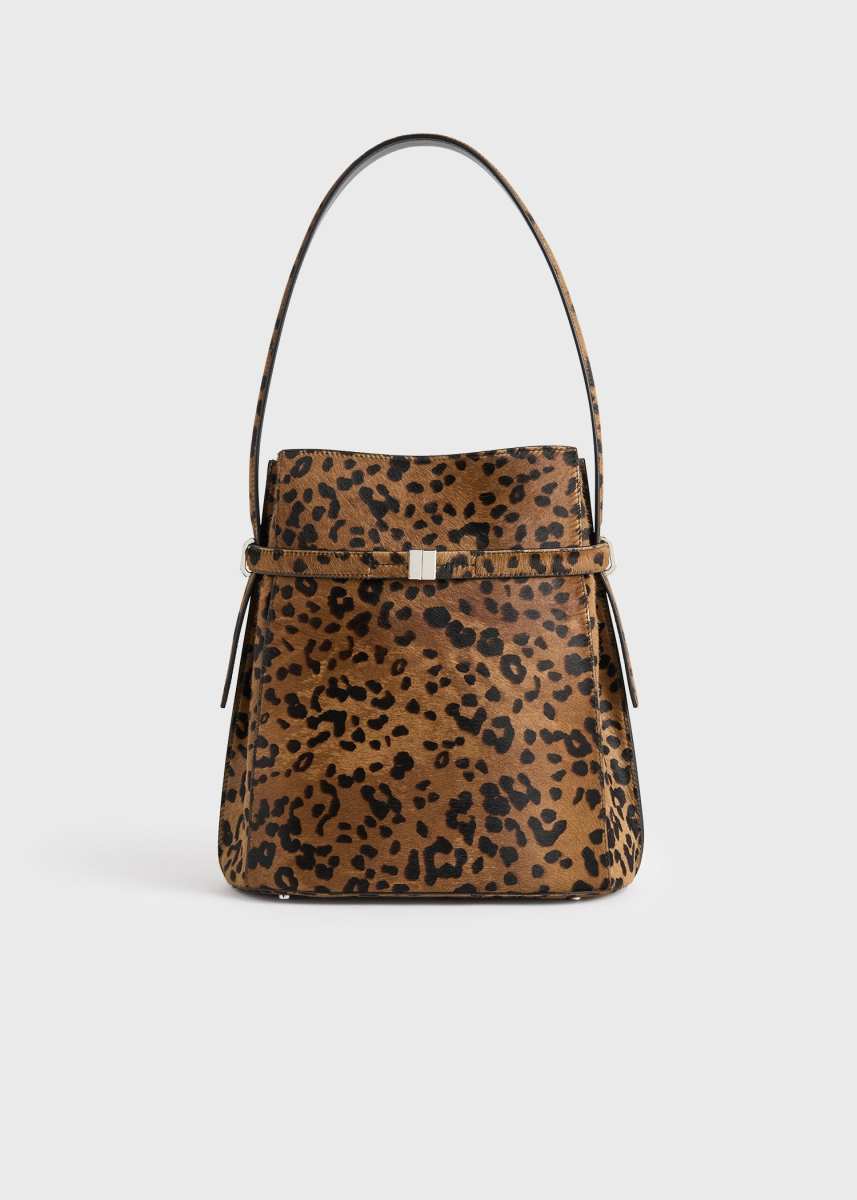 Tom Wood Belted pony hair bucket bag leopard