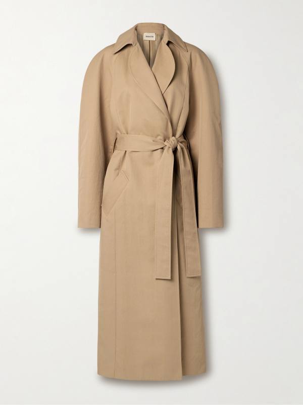 Khaite Roth belted cotton-blend twill coat