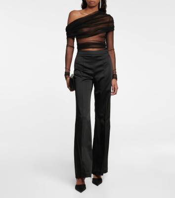 Christopher Esber Sheer off-the-shoulder silk top