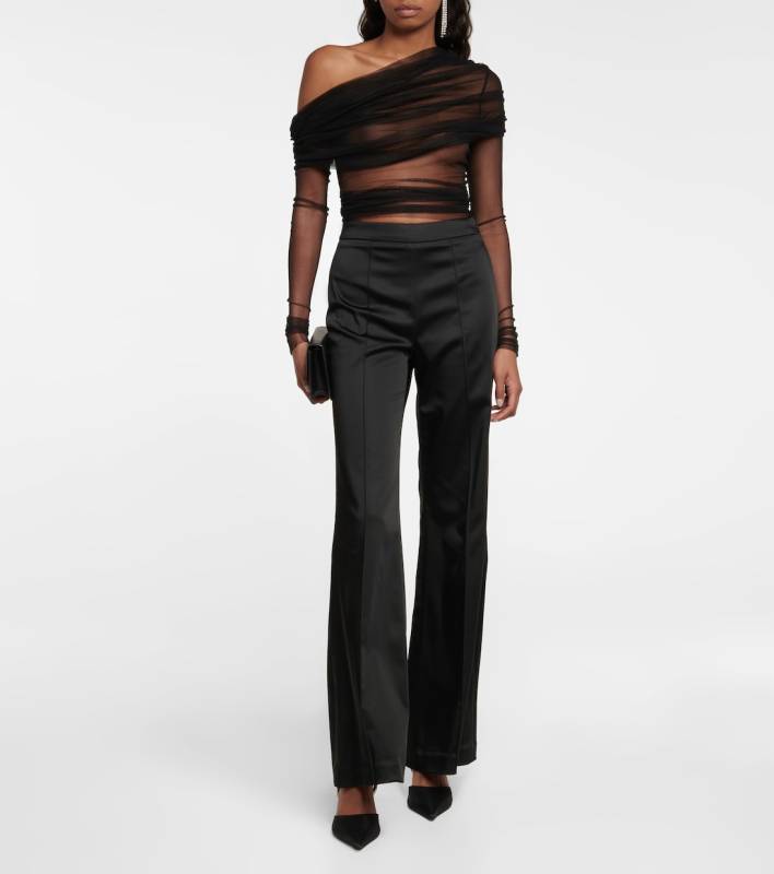 Christopher Esber Sheer off-the-shoulder silk top