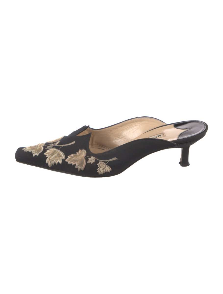 Manolo Blahnik Patterned Embroidered Accent Mules