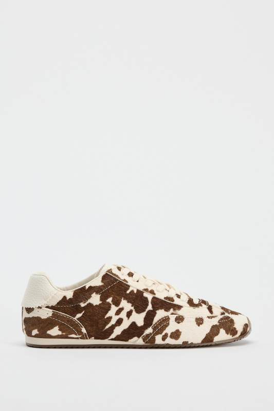 ZARA ANIMAL PRINT LEATHER TRAINERS