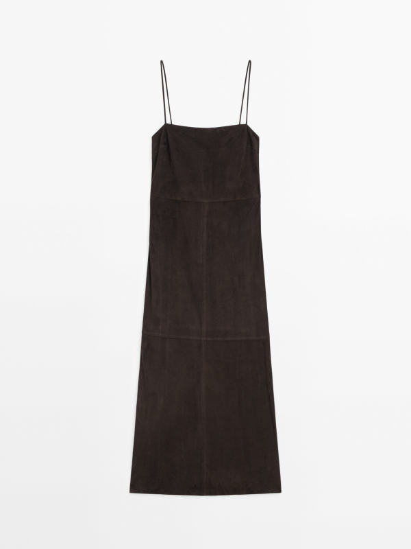Massimo Dutti STRAPPY SUEDE LEATHER MIDI DRESS