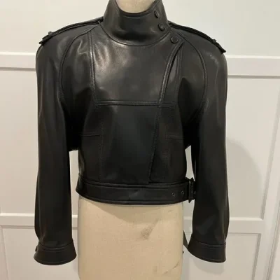 Saint Laurent Cropped Leather Jacket