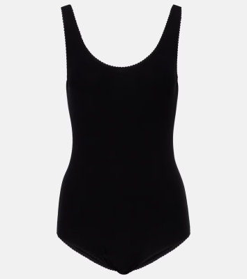 MAGDA BUTRYM Scalloped open-back bodysuit in black