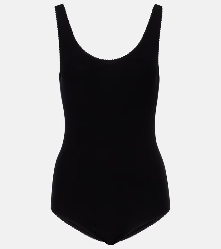 MAGDA BUTRYM Scalloped open-back bodysuit in black
