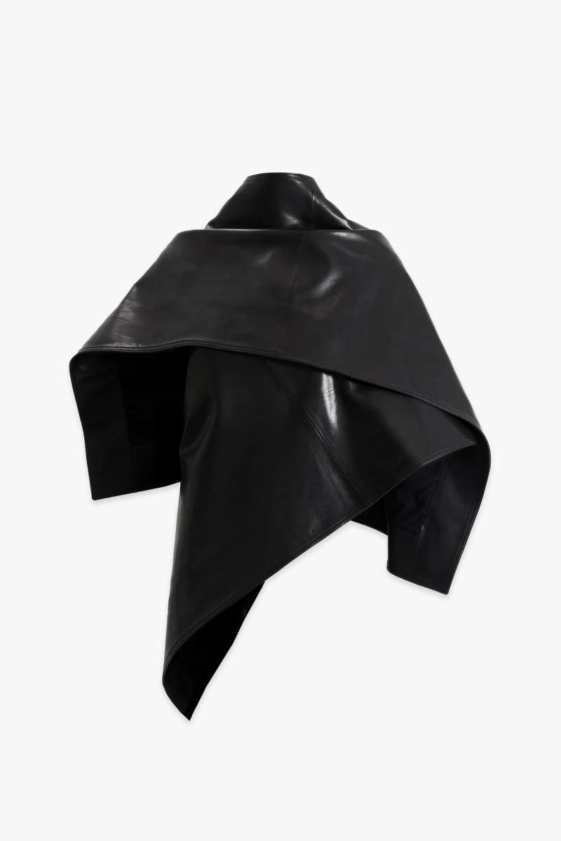 NOUR HAMMOUR edra Sleek Leather Cape