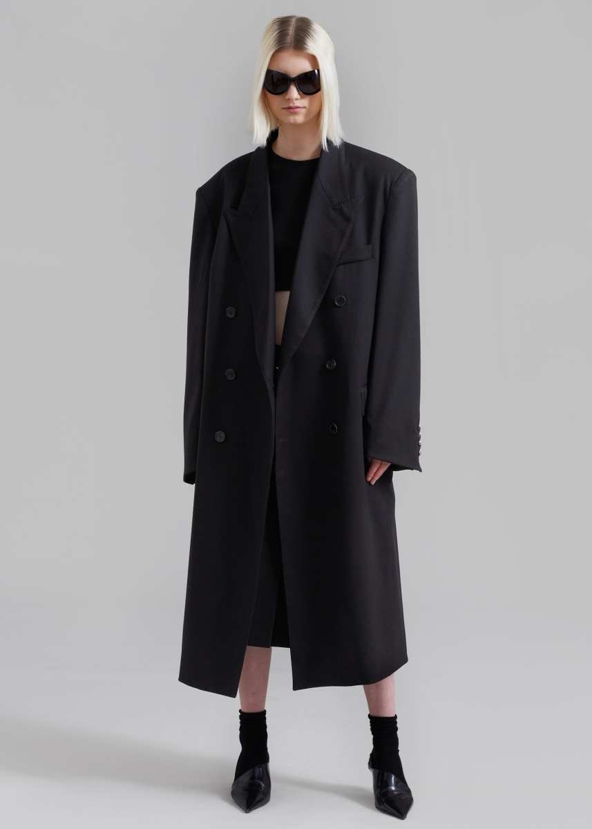 The Frankie Shop London Double Breasted Coat - Black