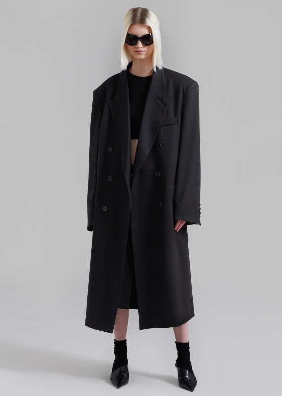 The Frankie Shop London Double Breasted Coat - Black