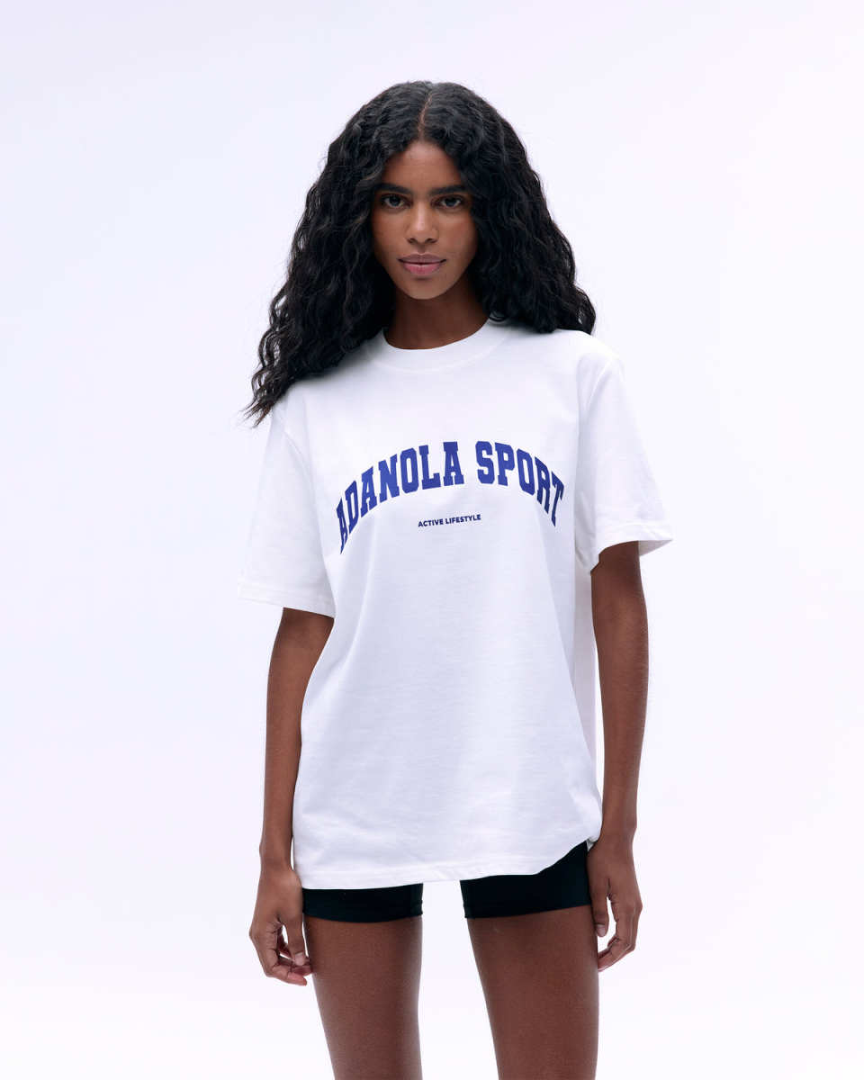 ADANOLA AS Short Sleeve Oversized T-shirt - White/Cobalt Blue