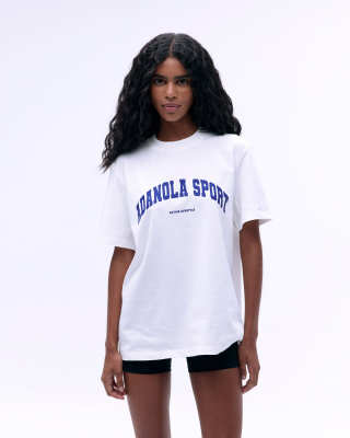 ADANOLA AS Short Sleeve Oversized T-shirt - White/Cobalt Blue