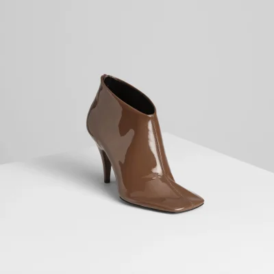PHOEBE PHILO SOFT ANKLE BOOT 90 in glossy toffee patent leather