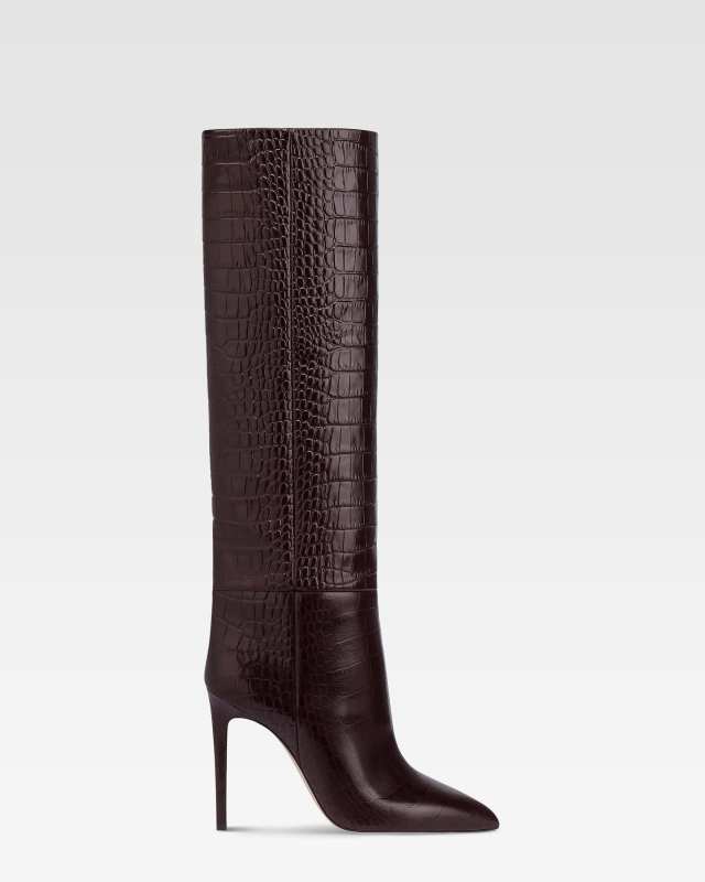 PARIS TEXAS STILETTO Croc-effect Leather Boot 105