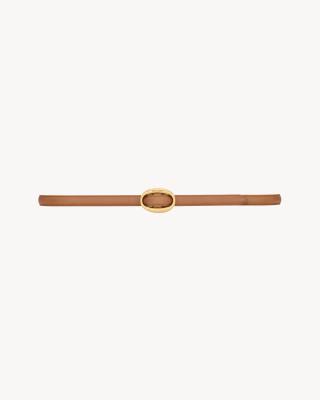 Saint Laurent oval buckle thin belt in leather