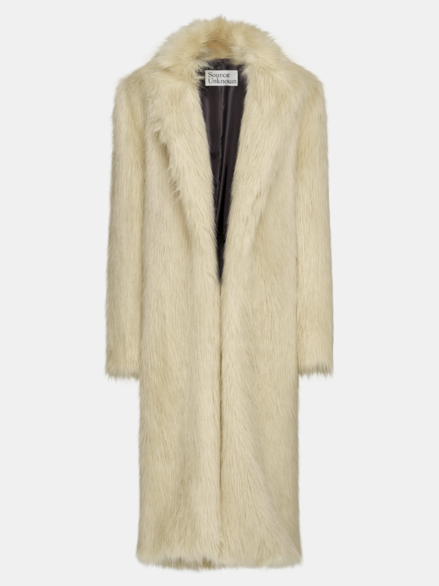 Source Unknown Wallis Oversized Grandpa Fur Coat, Tuscan Cream