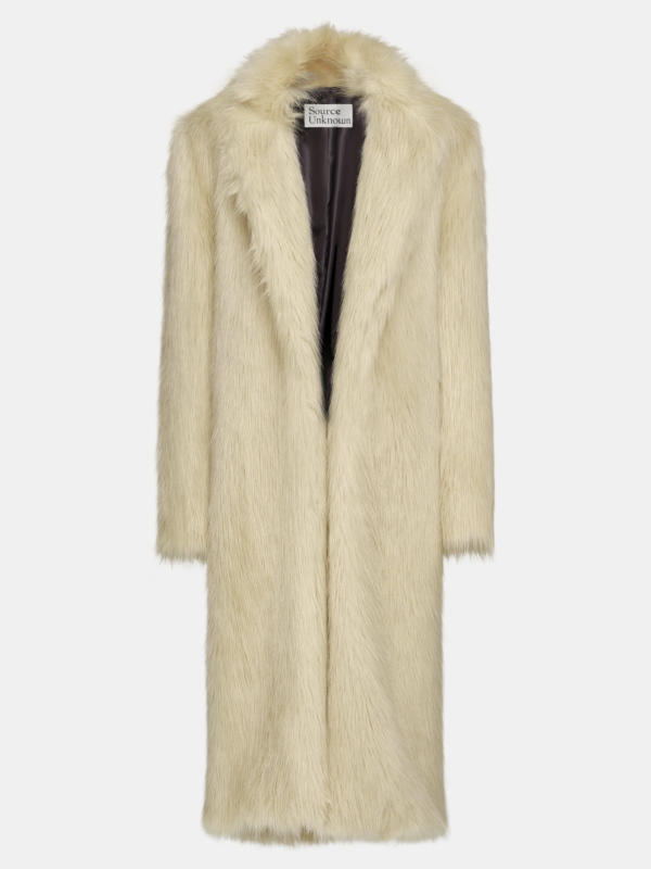 Source Unknown Wallis Oversized Grandpa Fur Coat, Tuscan Cream