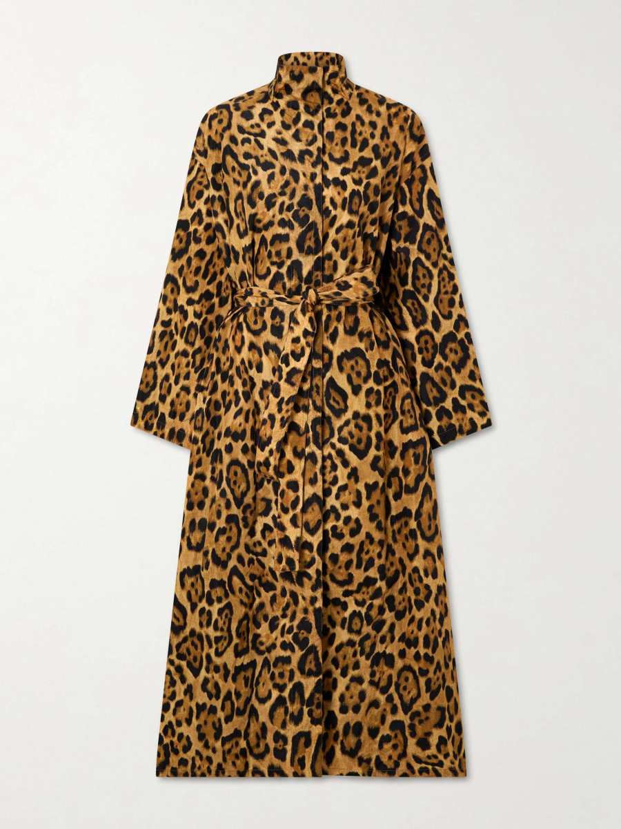 ALAIA Belted leopard-print taffeta trench coat