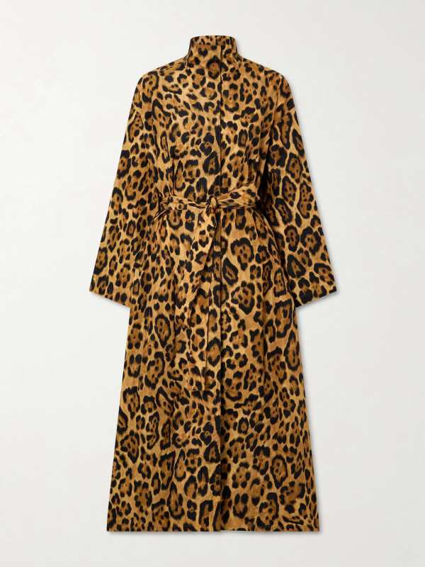ALAIA Belted leopard-print taffeta trench coat