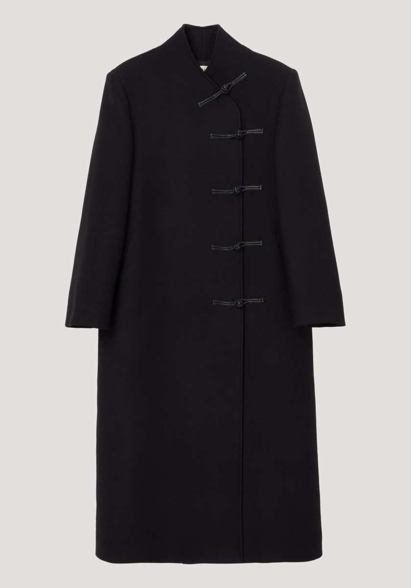 ROHE mandarin wool coat | black