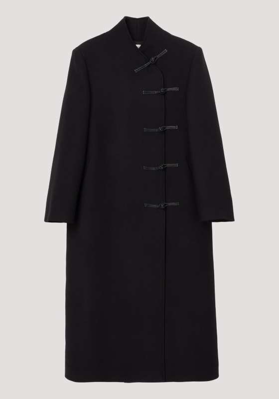 ROHE mandarin wool coat | black