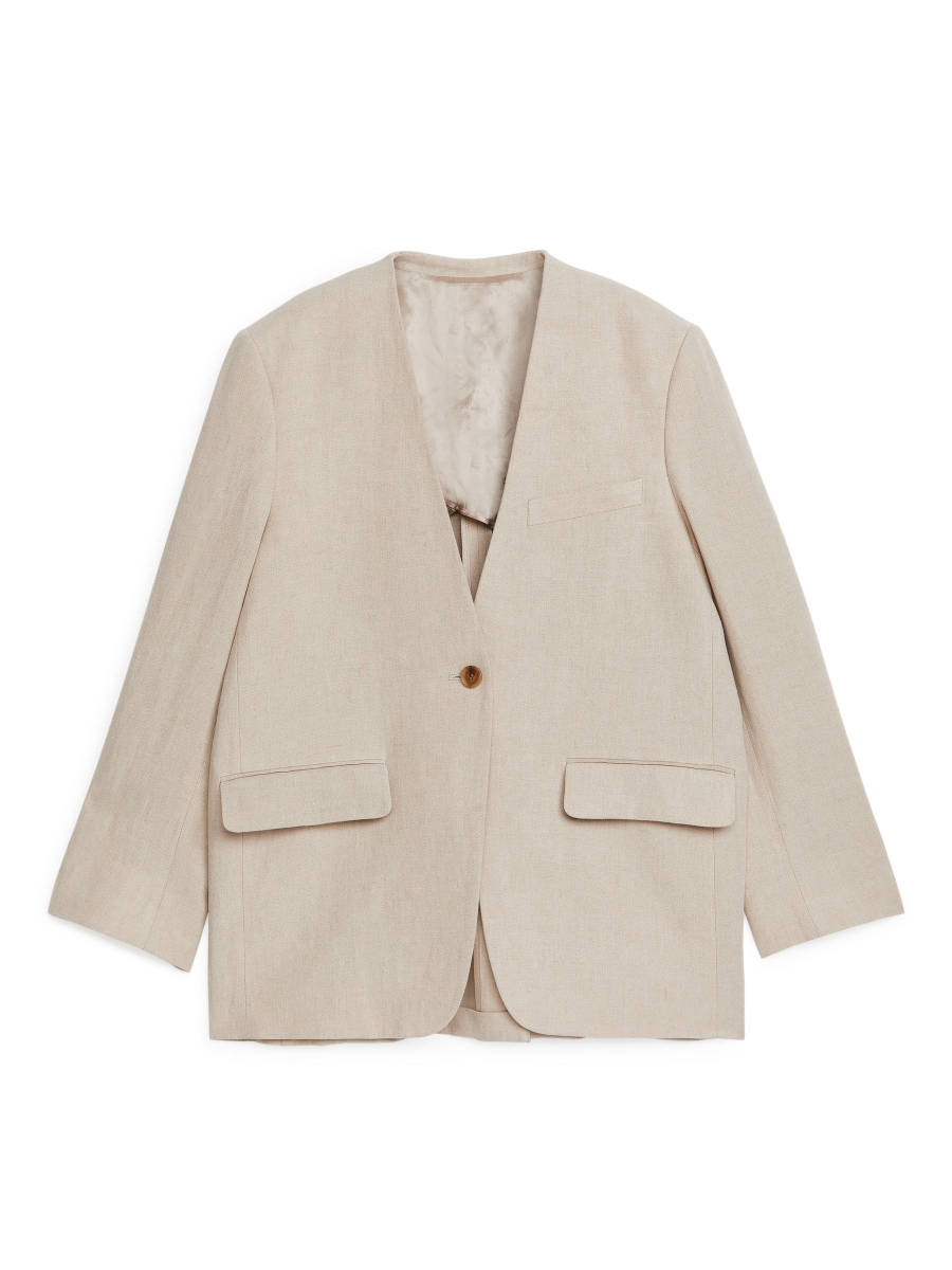 ARKET Collarless Linen Blazer